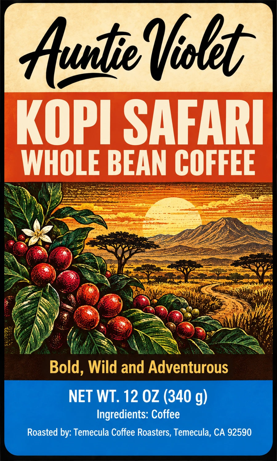Auntie Violet Kopi Safari Whole Bean Coffee
